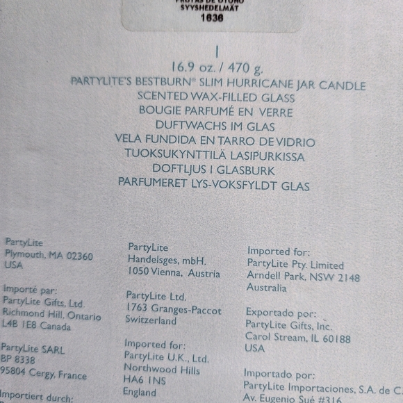 PARTYLITE'S FALL FRUITS SLIM HURRICANE JAR CANDLE - Picture 3 of 3